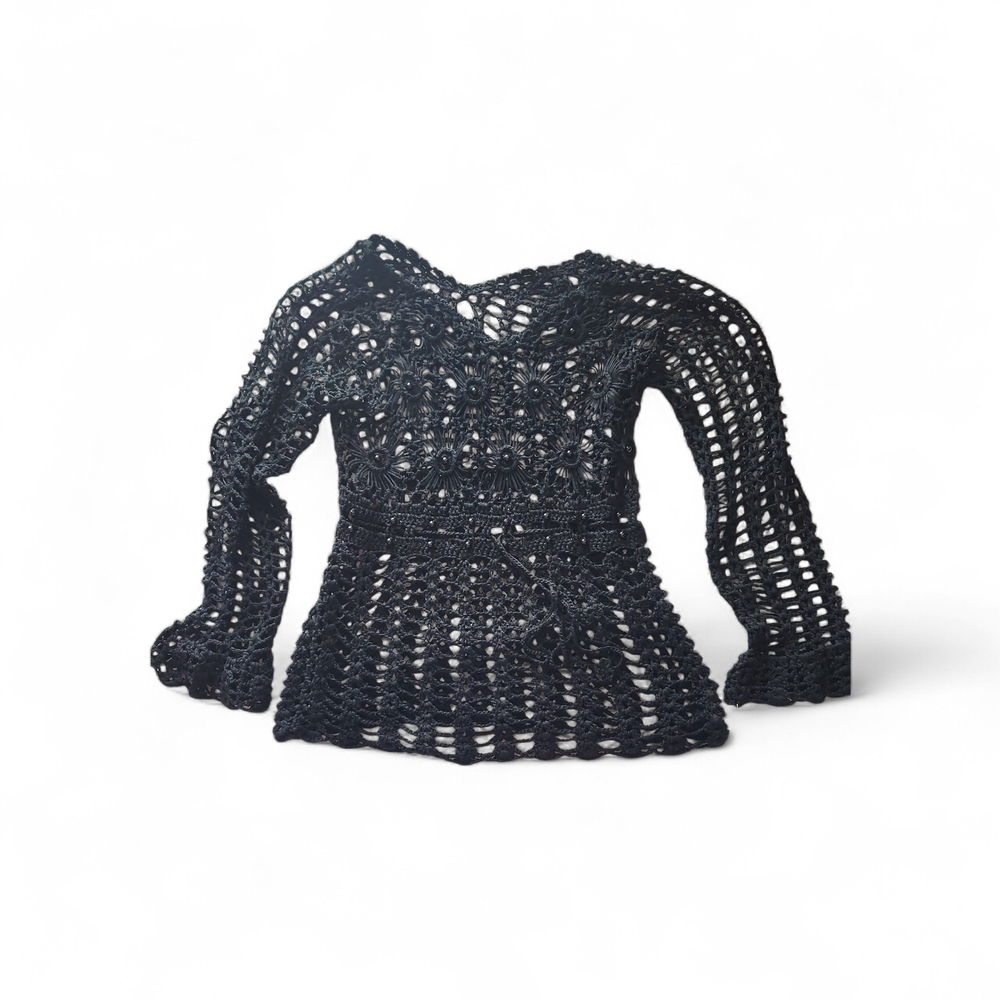 Source Unknown Black Crochet Sweater